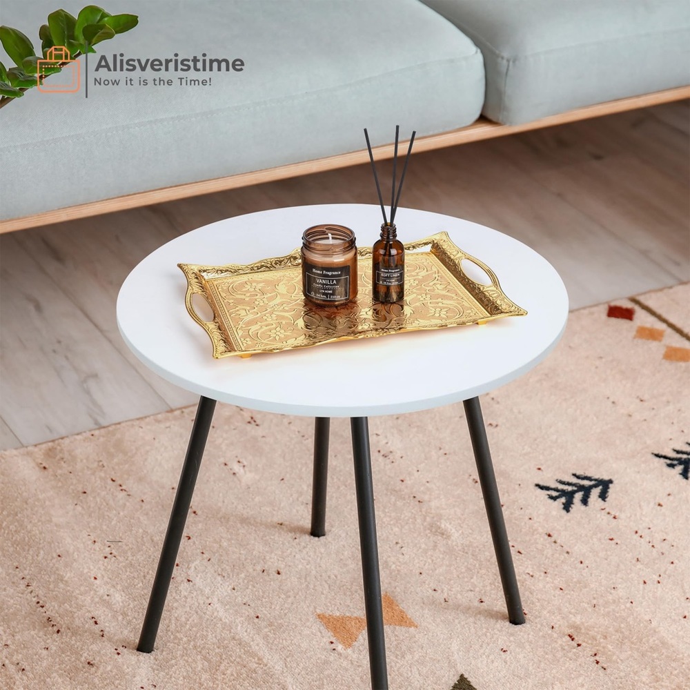 Alisveristime Ottoman Turkish Zamak Serving Tray with Traditional Motifs